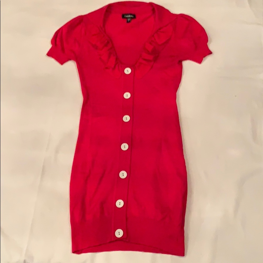 Women’s S Red BEBE dress short sleeve & ruffles